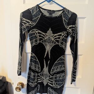 French Connection Black and White Midi Dress